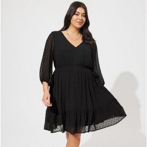 Torrid Mini Clip Dot Voluminous Baby Doll Dress, Black, NWT, 2X